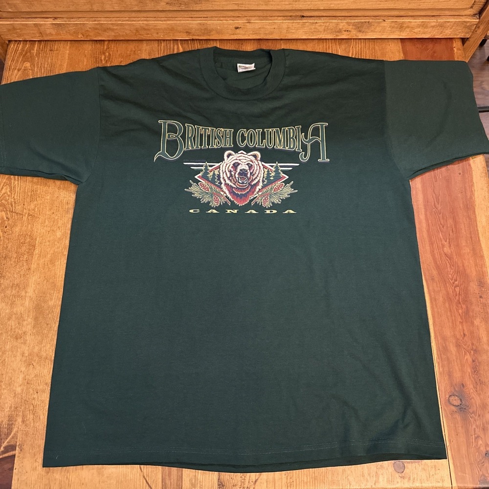 Vintage British Columbia Canada Shirt‎ Adult XL Blue Nature Logo Outdoors USA